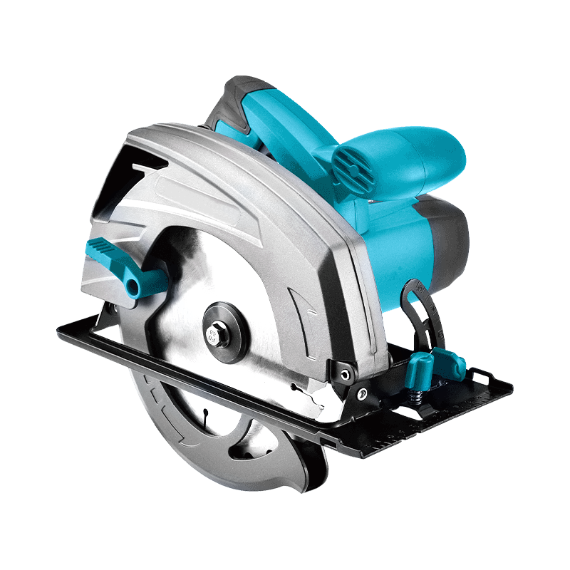 ZY1852 1400W high-power electric circular saw with angle adjustment knob, steel baseplate, and soft leather-wrapped handle.