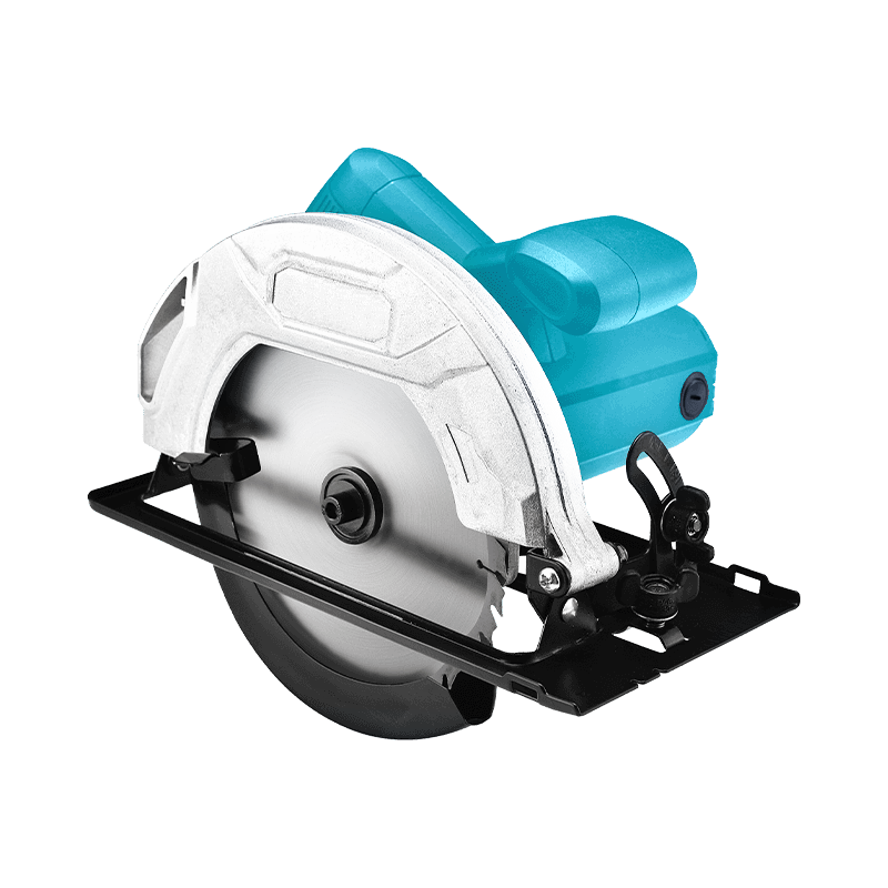 ZY61853 1200W high-power electric circular saw with angle adjustment knob and safety guard.